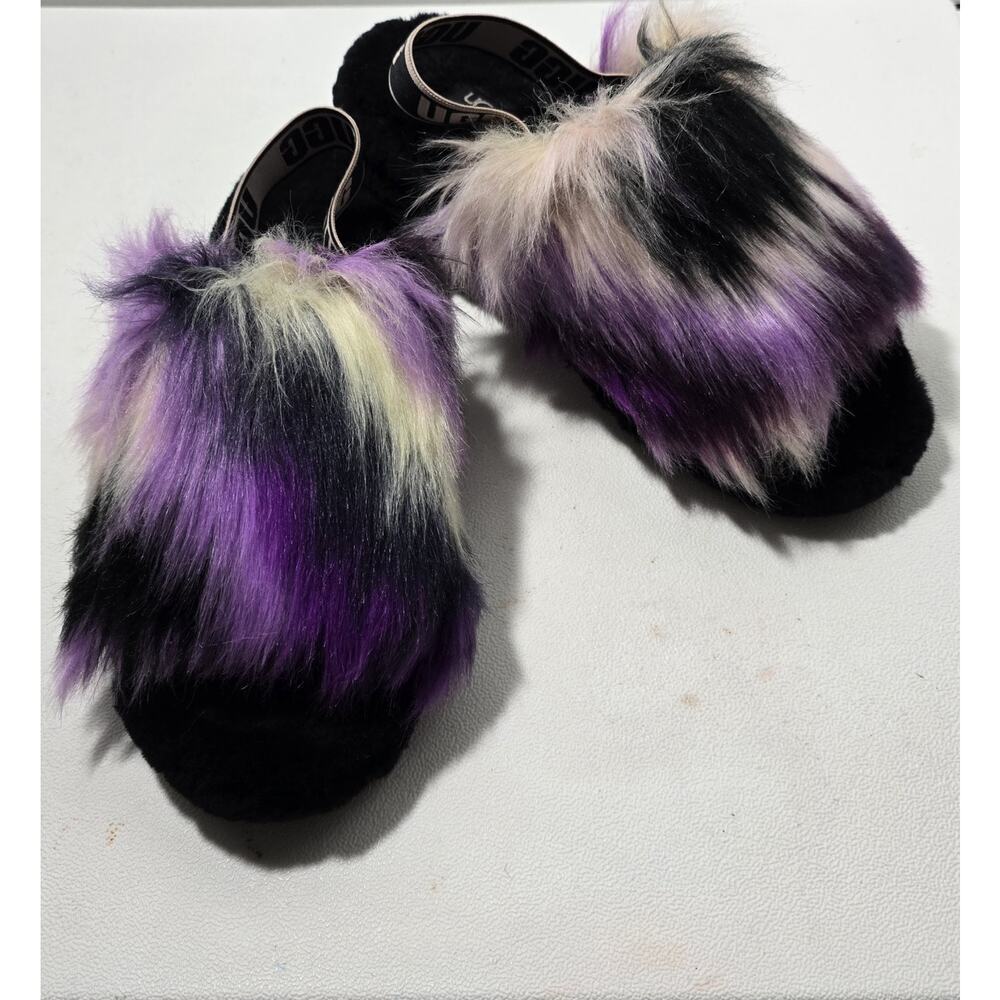 UGG Fluff Yeah Slide Tie Die Magnolia Slingback Sandals Size 8